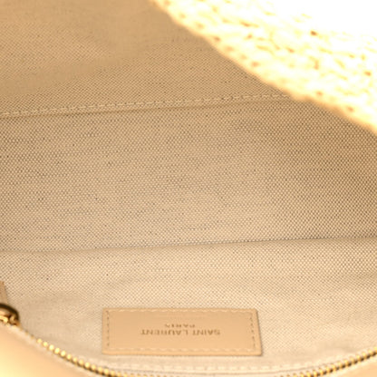 Saint Laurent Raffia Monogram Medium Jamie Shoulder Bag Natural Avorio