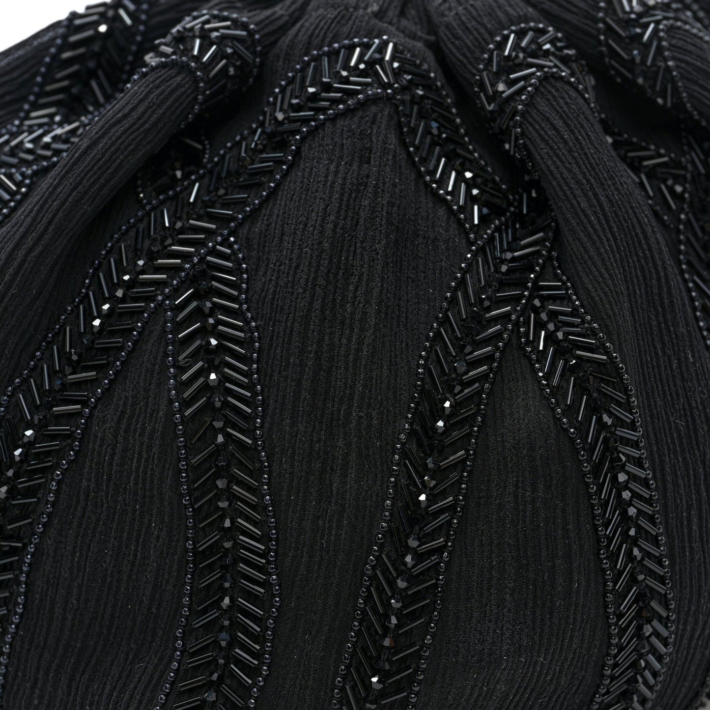 Saint Laurent Chiffon Silk Crepe Beaded Pochon Broderie Bag Black