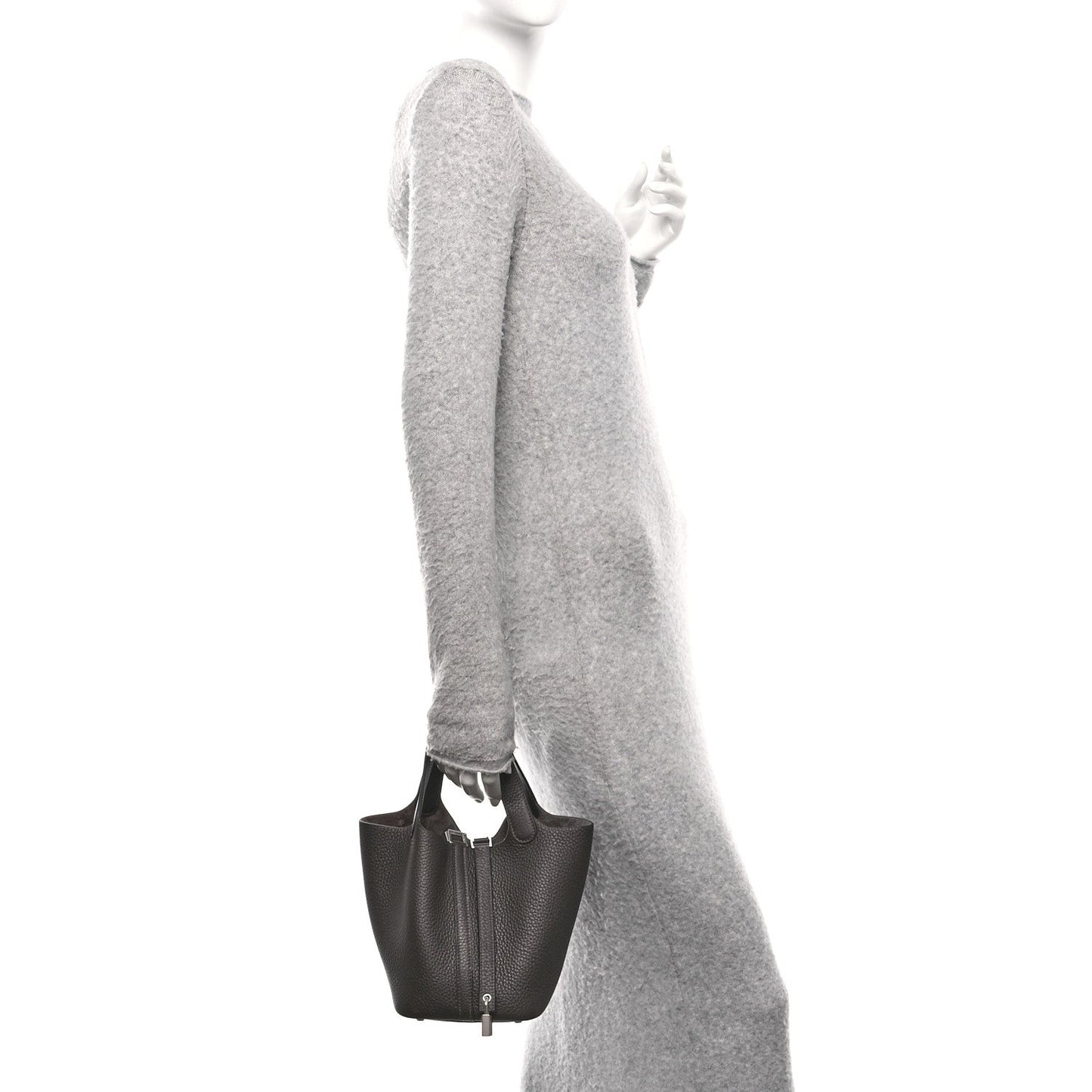 Picotin Lock 18 PM Tote Taurillon Clemence Leather Ebene