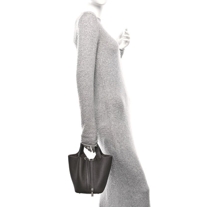 Picotin Lock 18 PM Tote Taurillon Clemence Leather Ebene