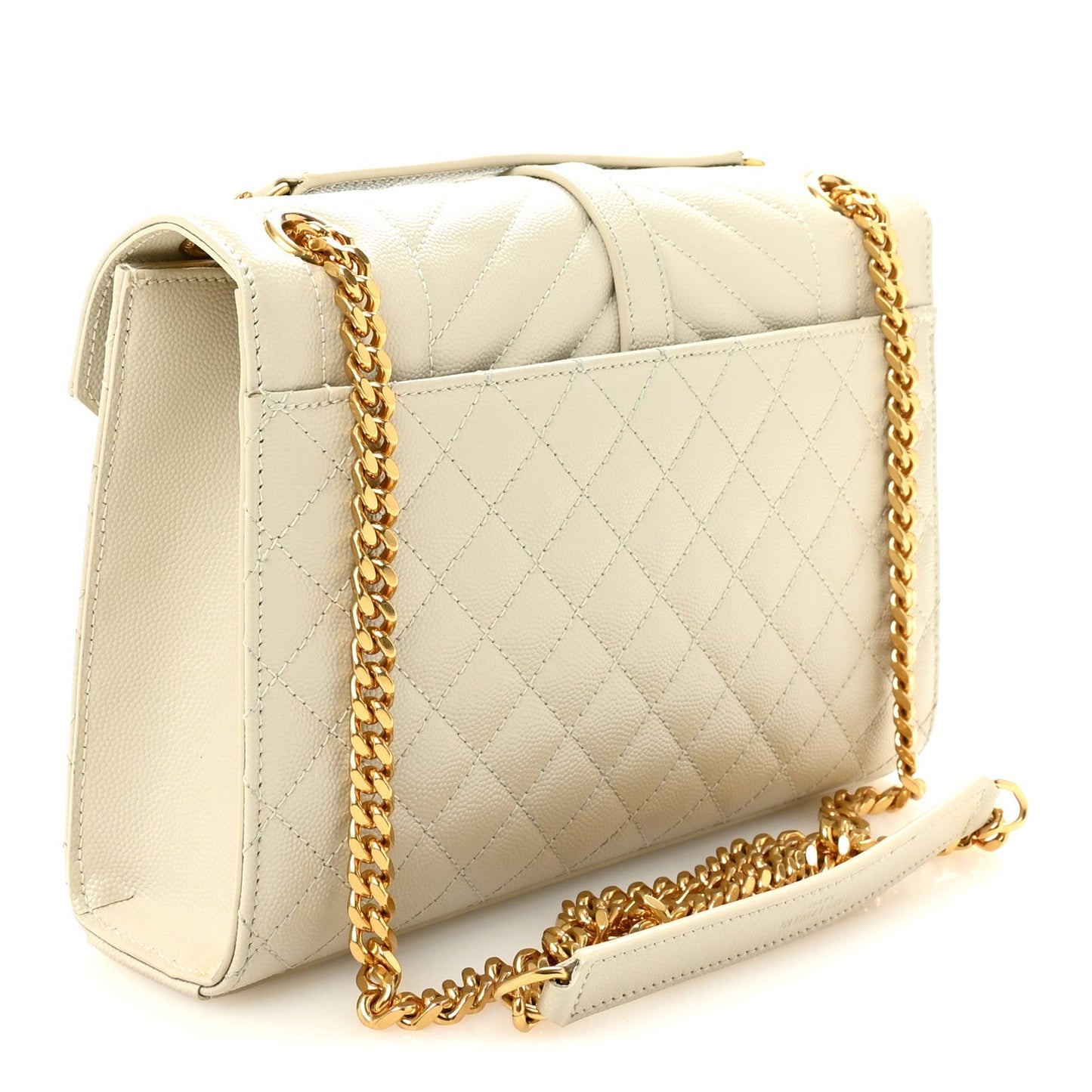 Saint Laurent Grain De Poudre Medium Triquilt Monogram Satchel Crema Soft