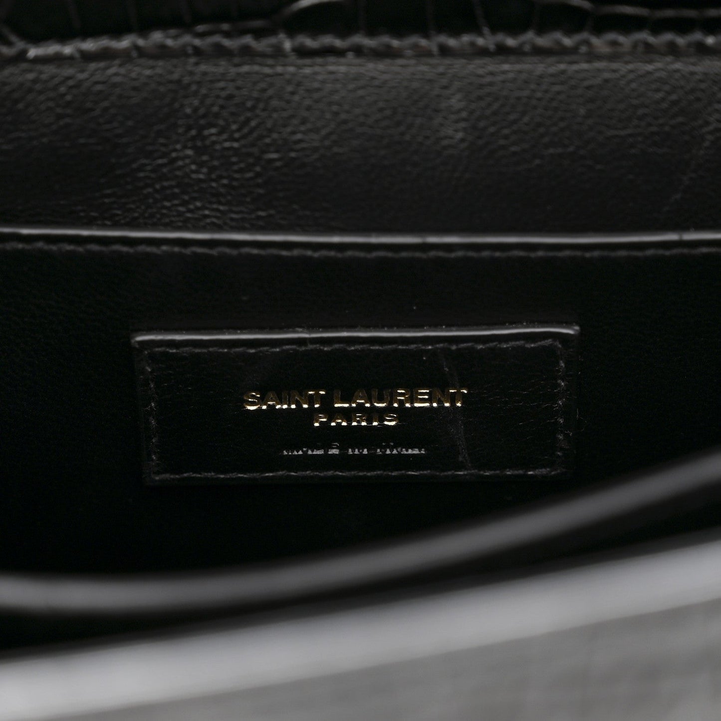 Saint Laurent Cassandra Medium Top Handle Bag Crocodile Embossed Calfskin Black