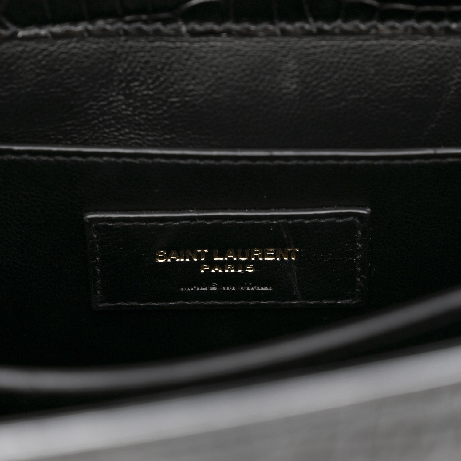 Saint Laurent Cassandra Medium Top Handle Bag Crocodile Embossed Calfskin Black