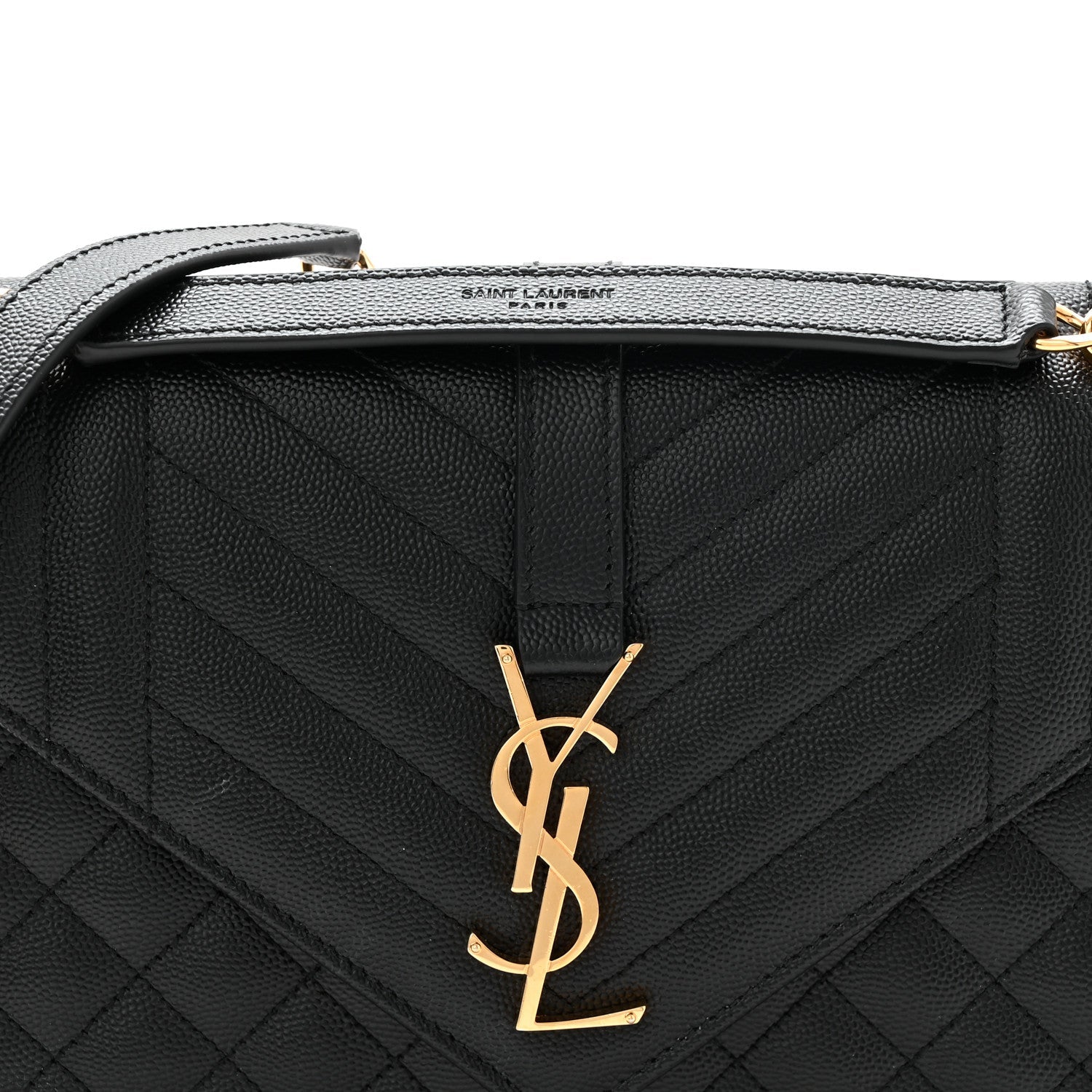Saint Laurent Grain De Poudre Triquilt Medium Monogram Satchel Black