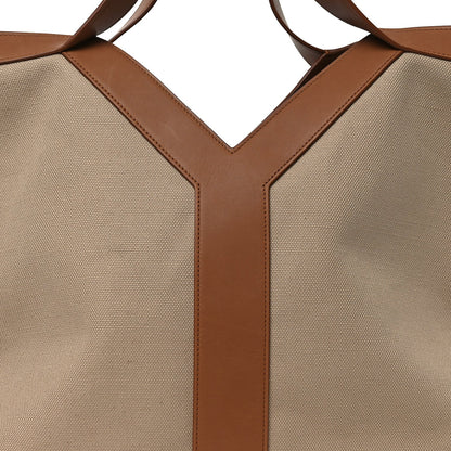Saint Laurent Y Canvas Tote Bag Beige Brick