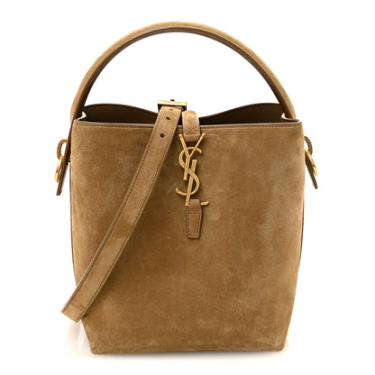 Saint Laurent Le 37 Small Suede Bucket Bag Golden Leaf