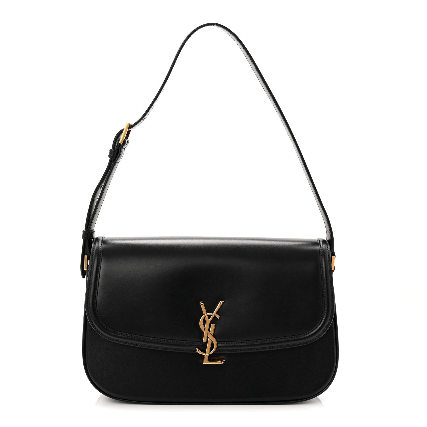 Saint Laurent Box Calfskin Monogram Large Solferino Shoulder Bag Black