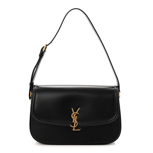 Saint Laurent Box Calfskin Monogram Large Solferino Shoulder Bag Black