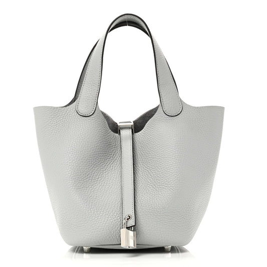 Taurillon Clemence Picotin Lock 18 PM Bucket Bag Bleu Glacier