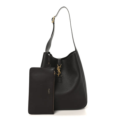 Saint Laurent Le 5 A 7 Supple Calfskin Large Soft Hobo Chocolate