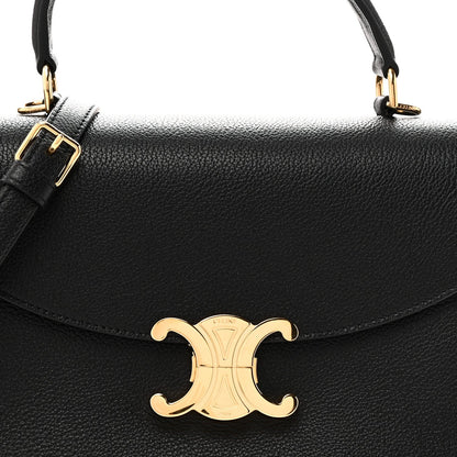Black leather flap with gold C logo and top handle hardware