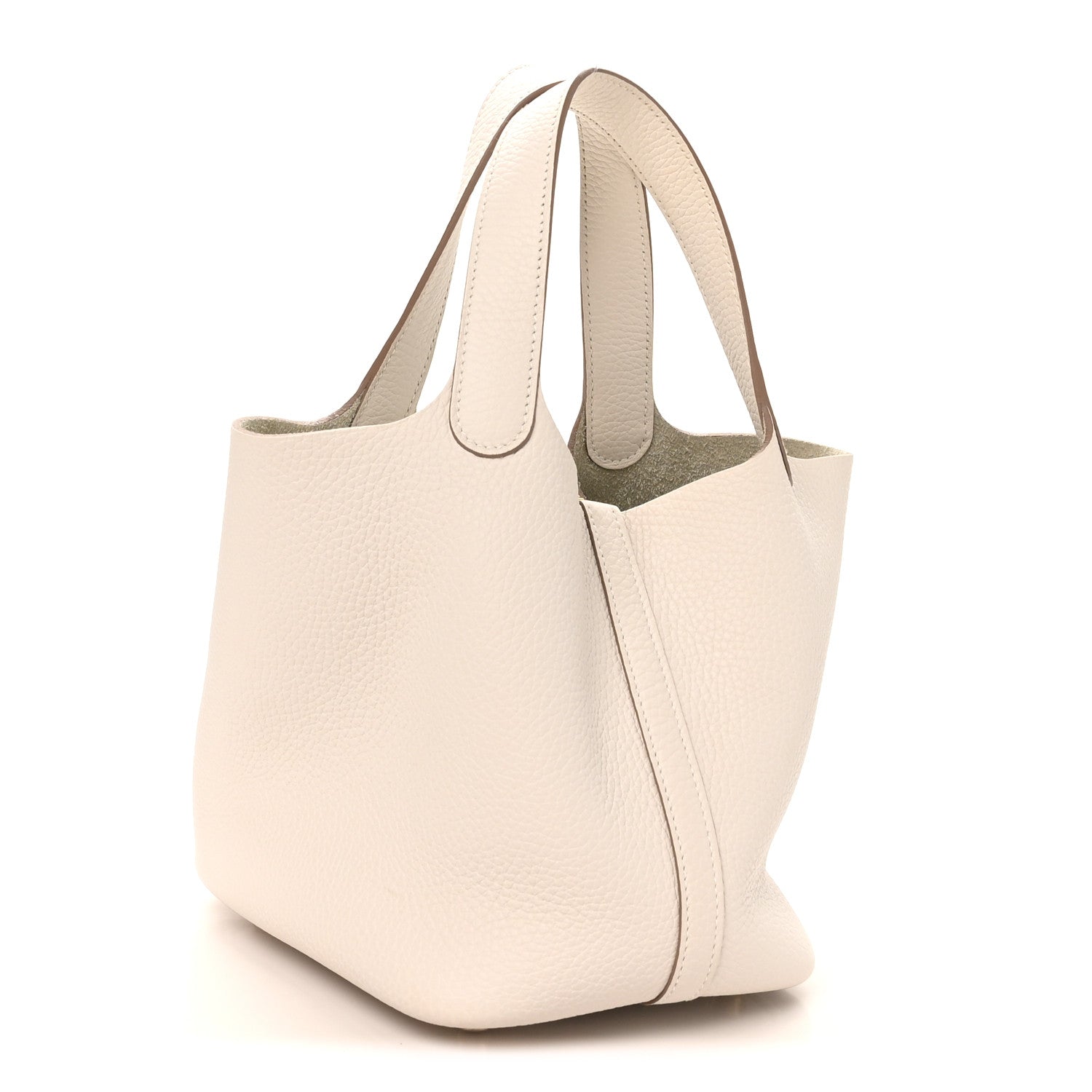 Picotin Lock 18 PM Taurillon Clemence Tote Bag Gris Pale