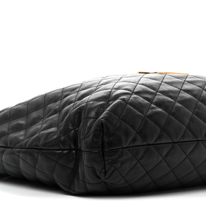 Saint Laurent Lambskin Quilted Maxi Icare Shopping Tote Black