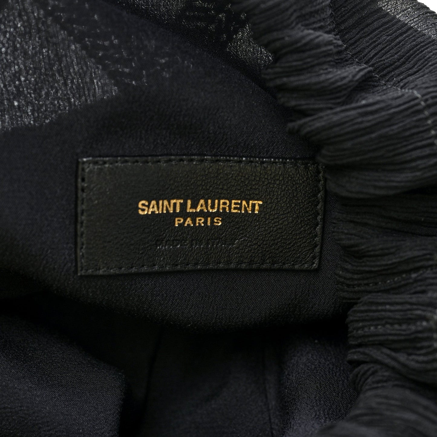 Saint Laurent Chiffon Silk Crepe Beaded Pochon Broderie Bag Black