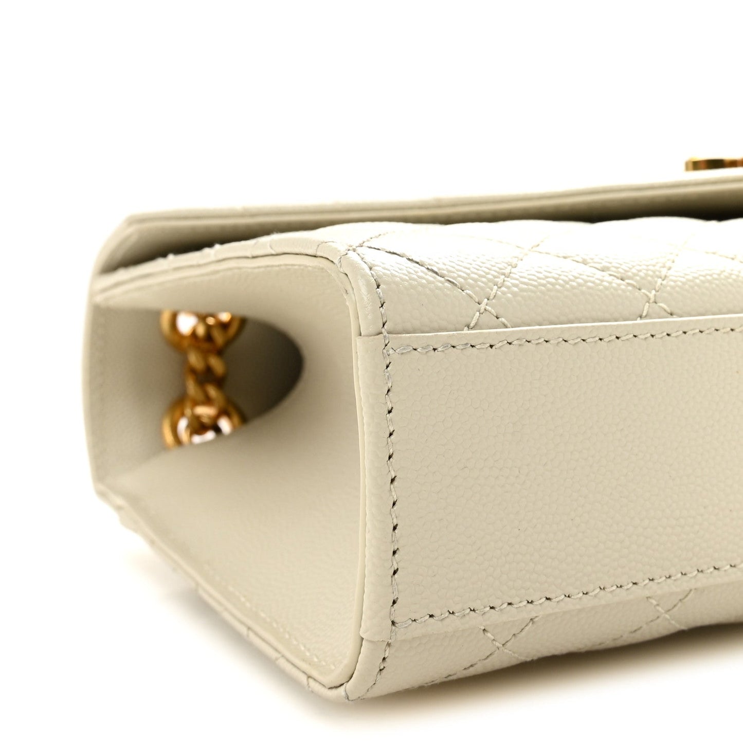 Saint Laurent Grain De Poudre Medium Triquilt Monogram Satchel Crema Soft