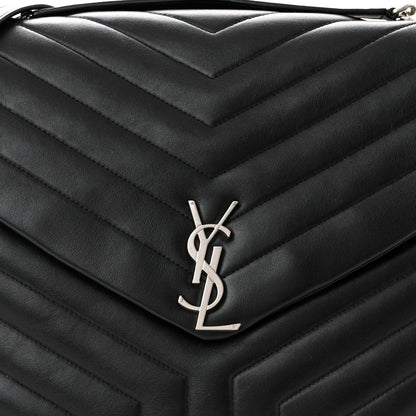 Saint Laurent Loulou Quilted Monogram Large Chain Satchel Black