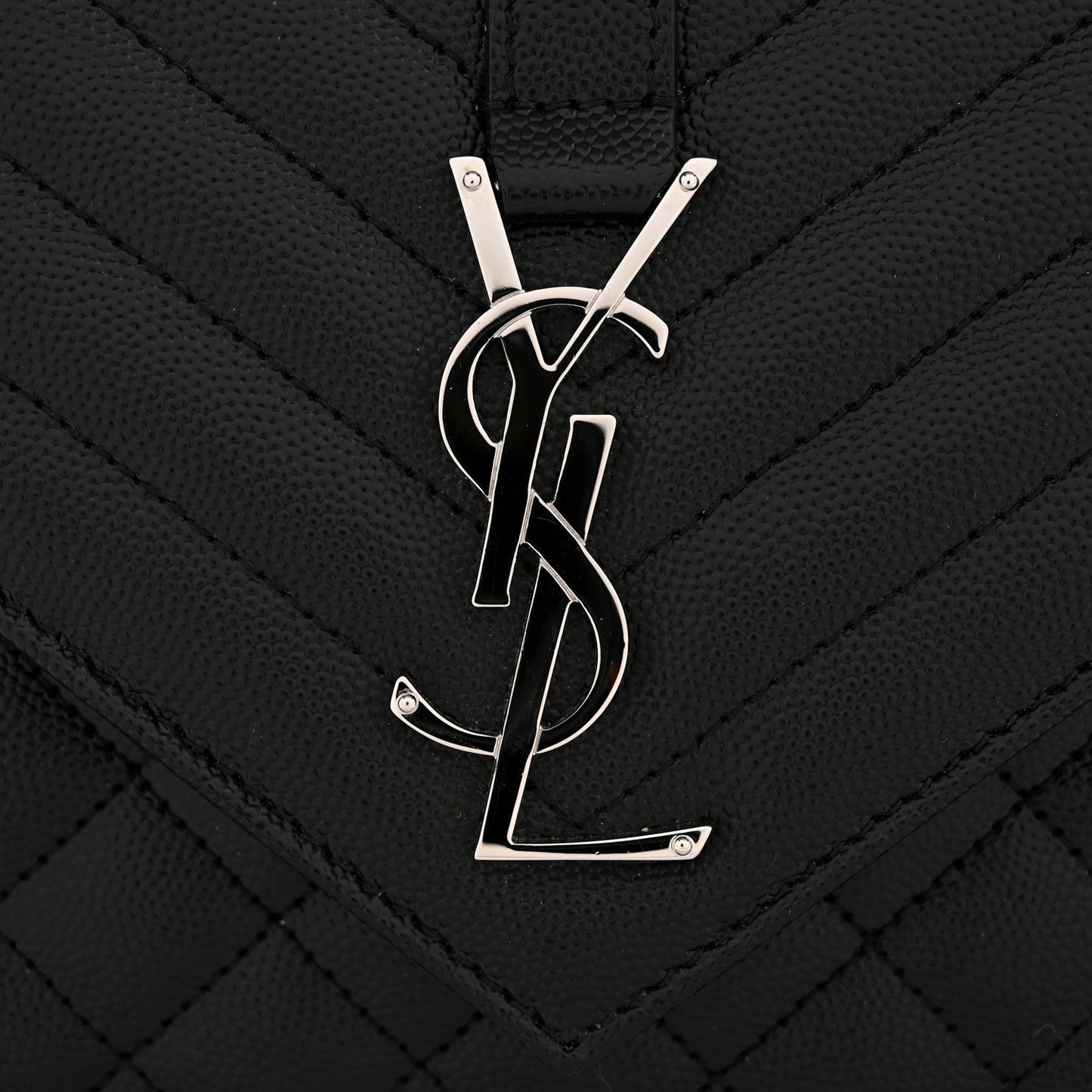 Saint Laurent Grain de Poudre Matelasse Triquilt Medium Satchel Black