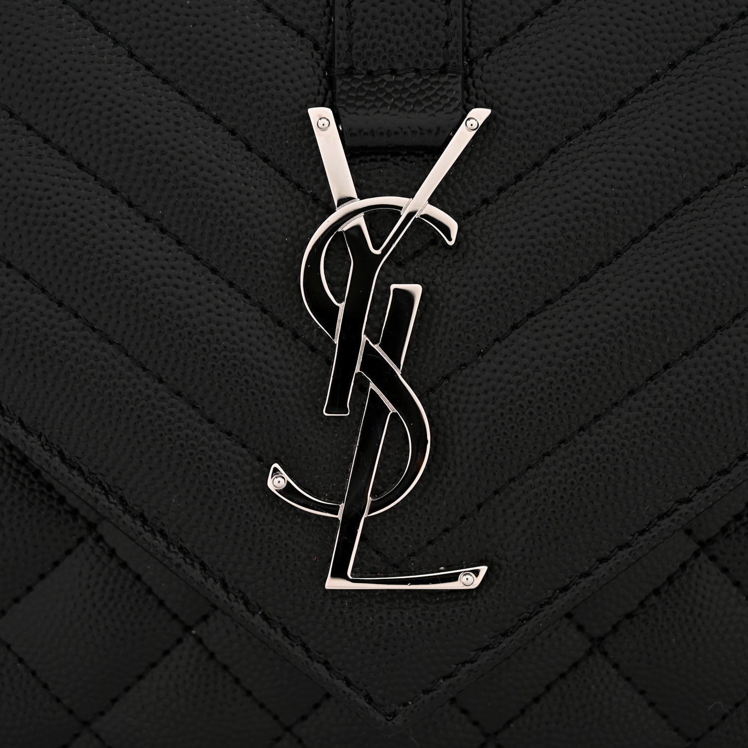 Saint Laurent Grain de Poudre Matelasse Triquilt Medium Satchel Black