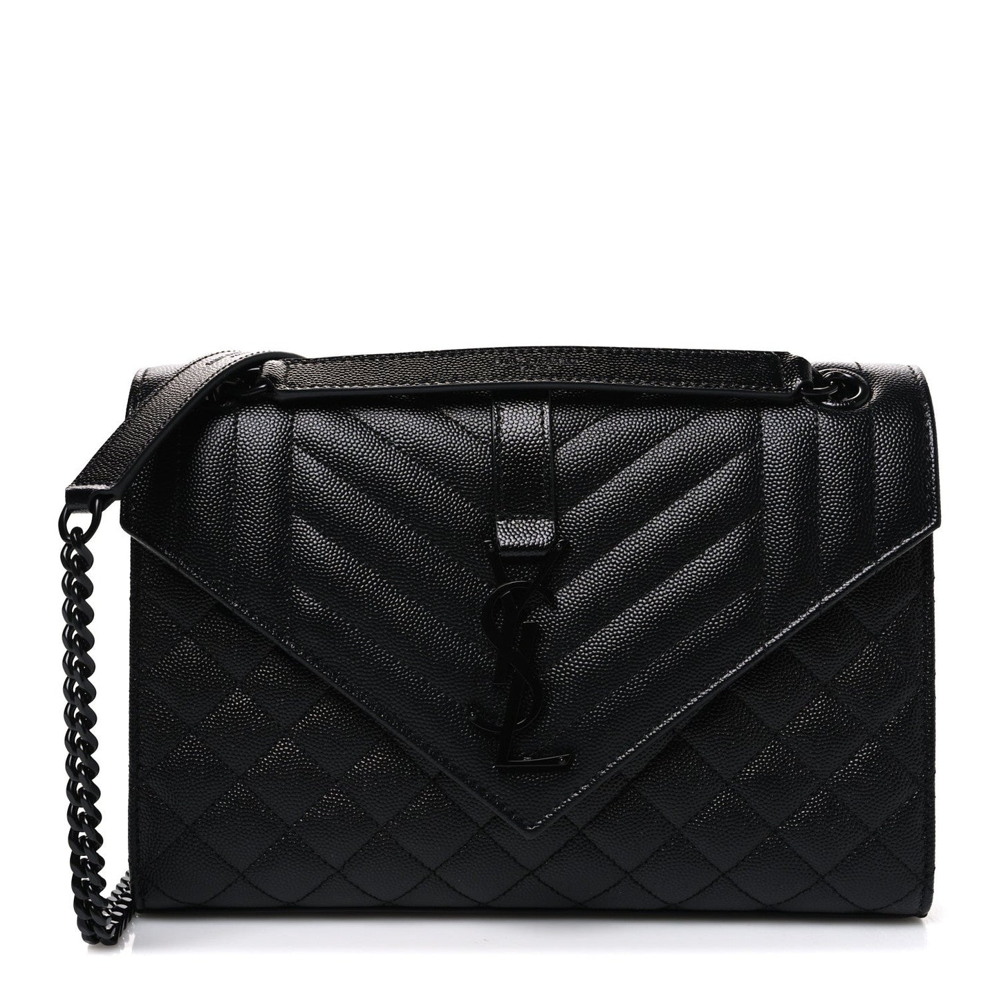 Saint Laurent Grain De Poudre Matelasse Medium Monogram Satchel Black