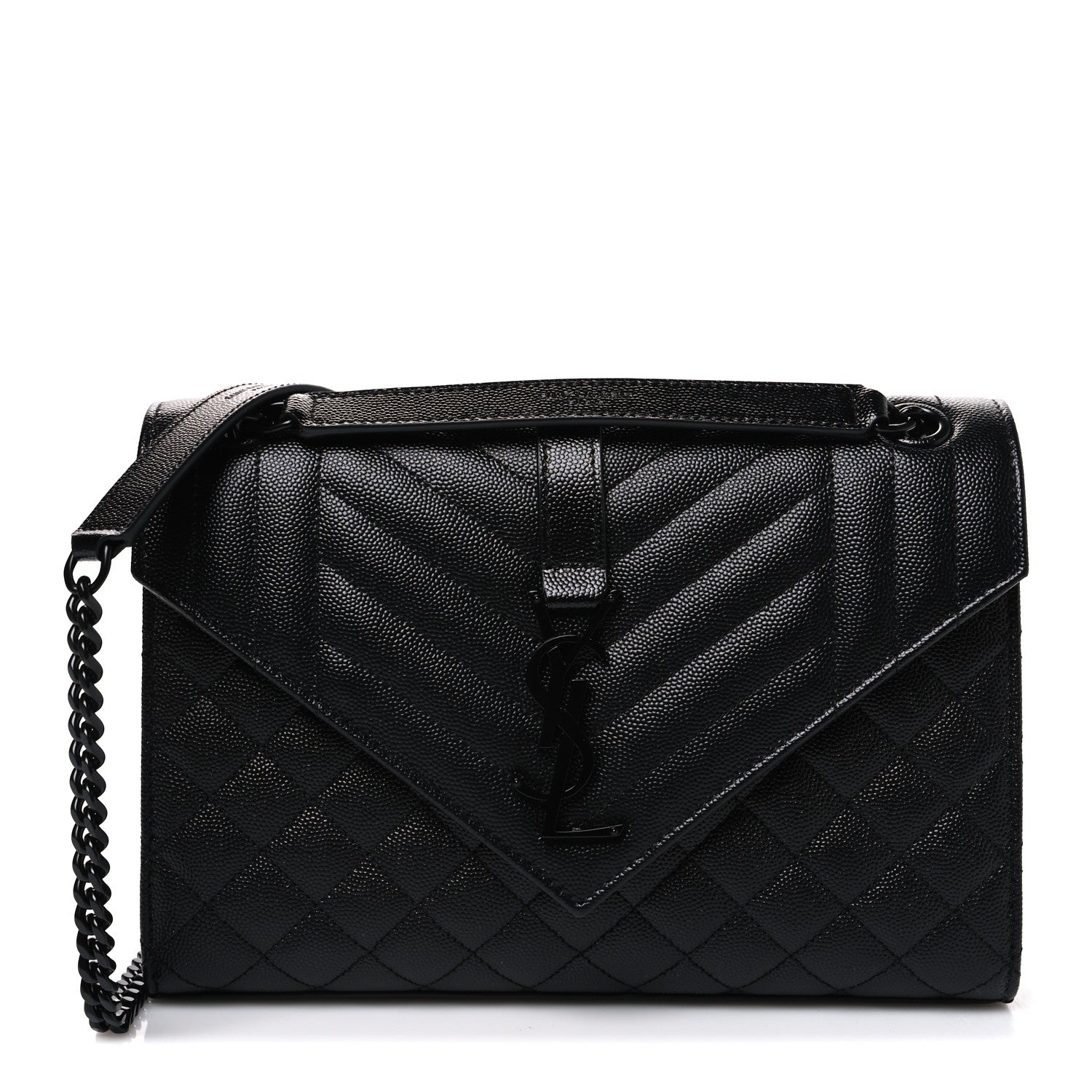 Saint Laurent Grain De Poudre Matelasse Medium Monogram Satchel Black