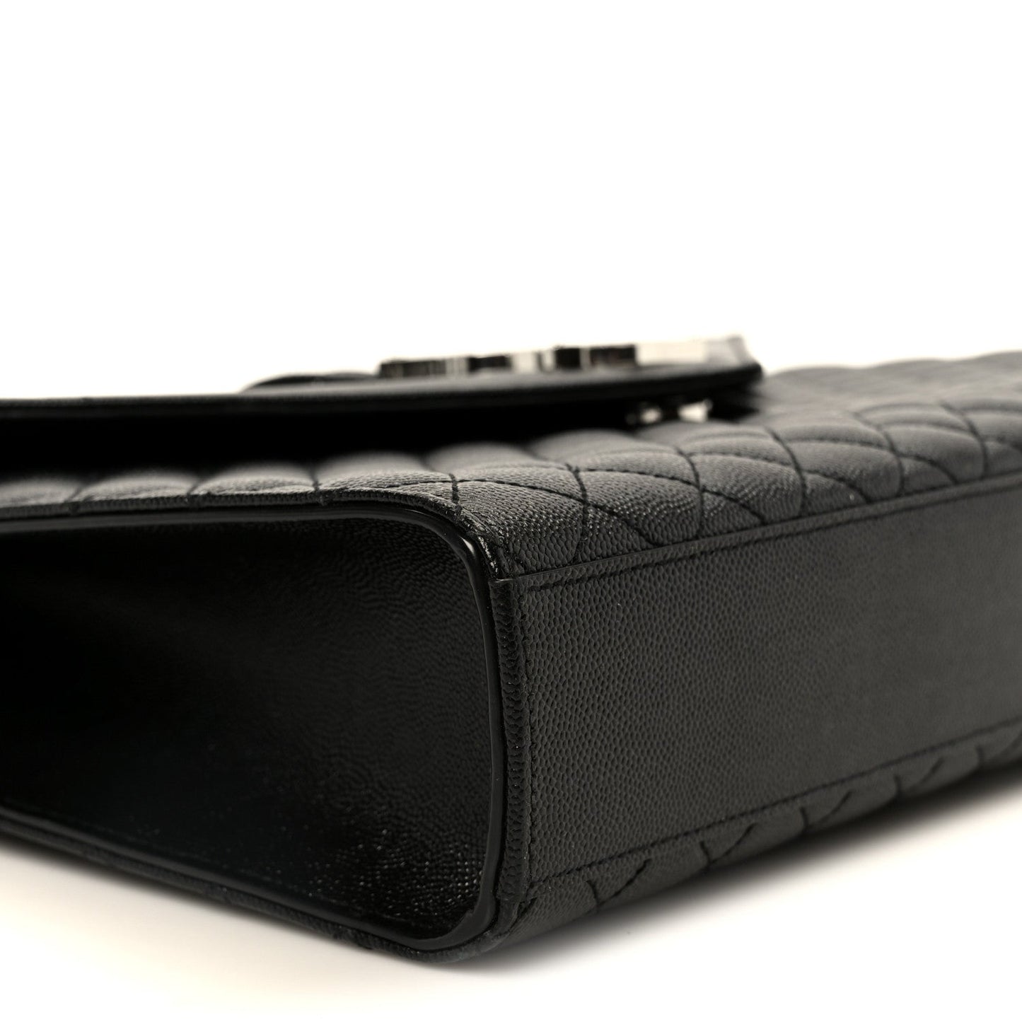 Saint Laurent Grain De Poudre Triquilt Monogram Large Satchel Black