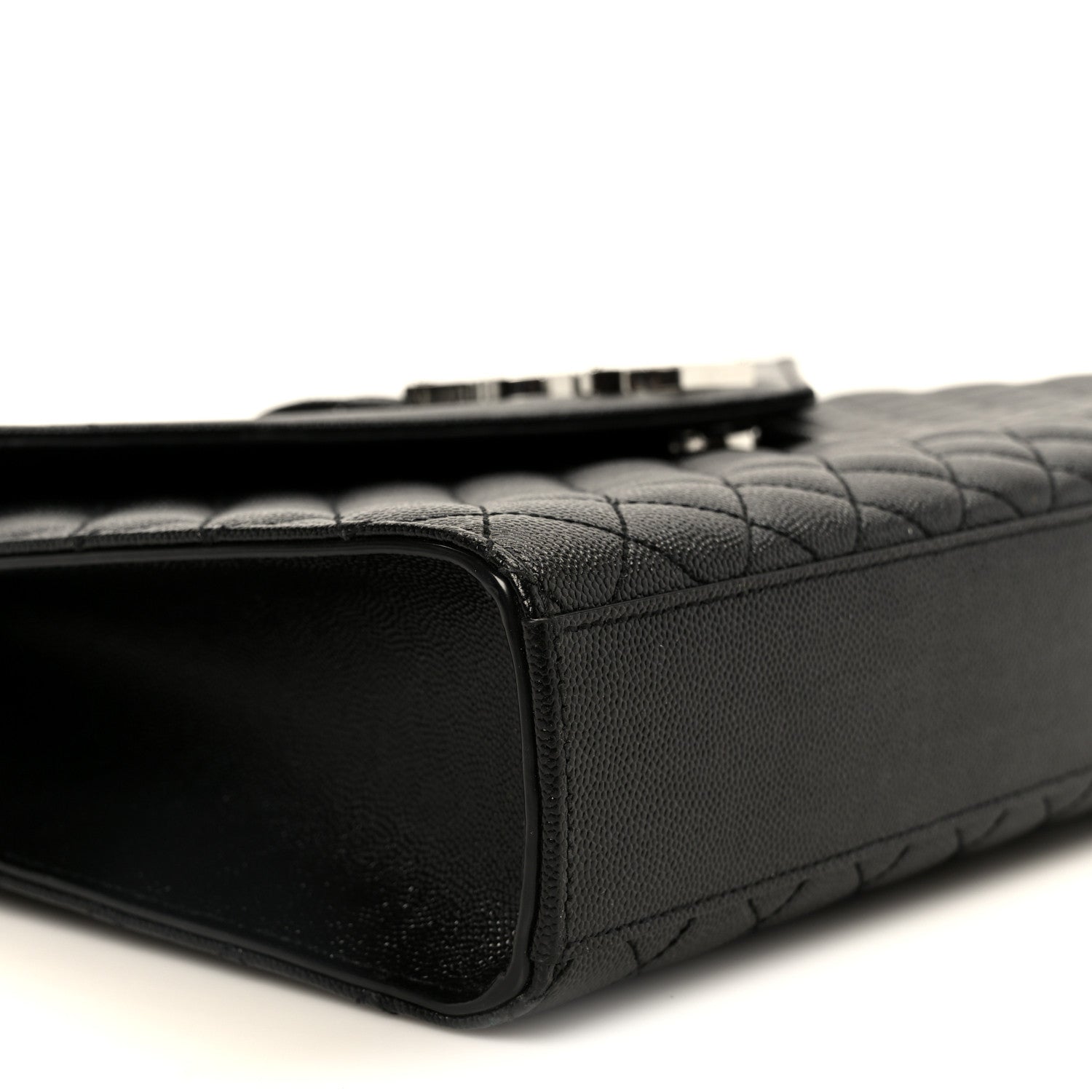 Saint Laurent Grain De Poudre Triquilt Monogram Large Satchel Black