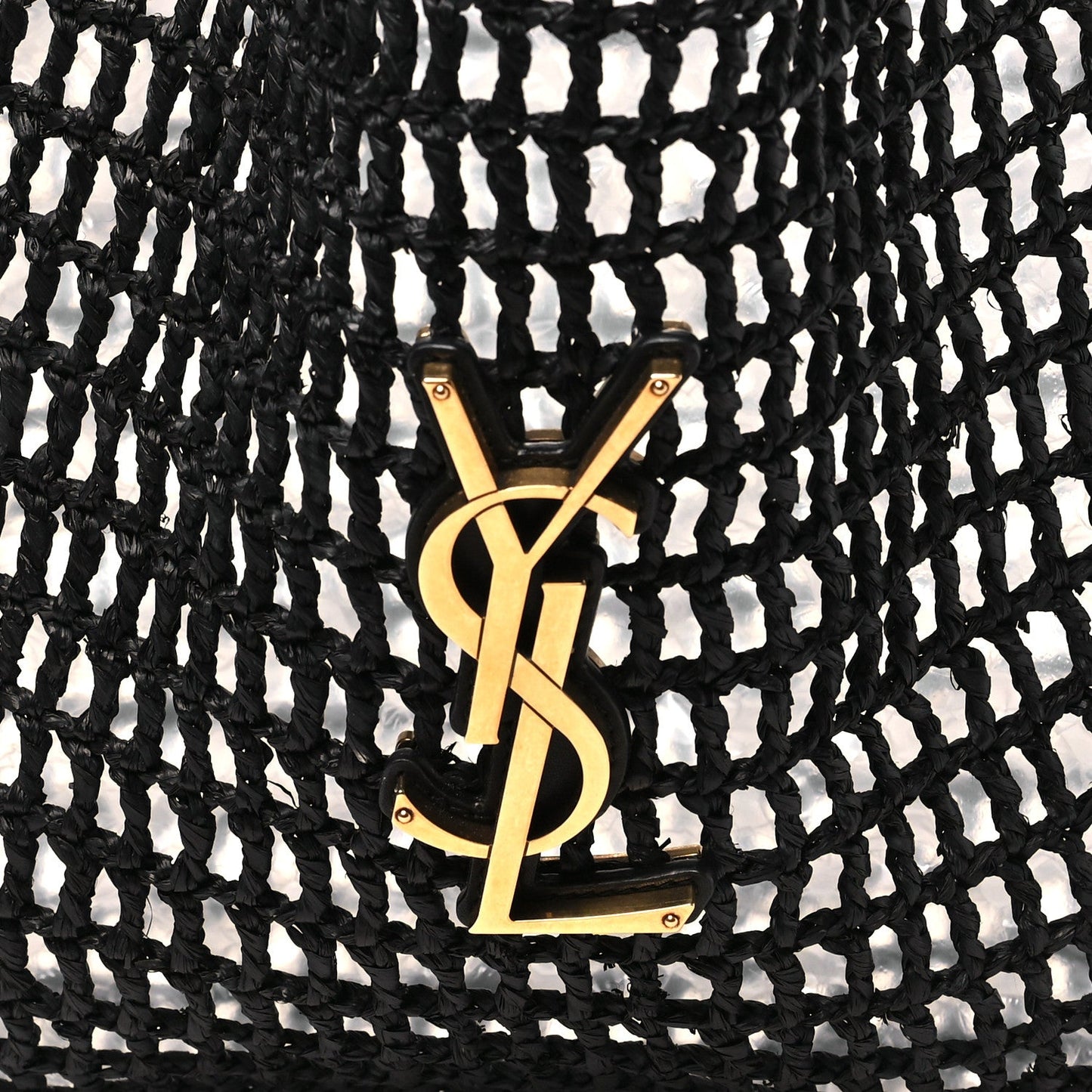 Saint Laurent Raffia Calfskin Oxalis Shoulder Bag Black