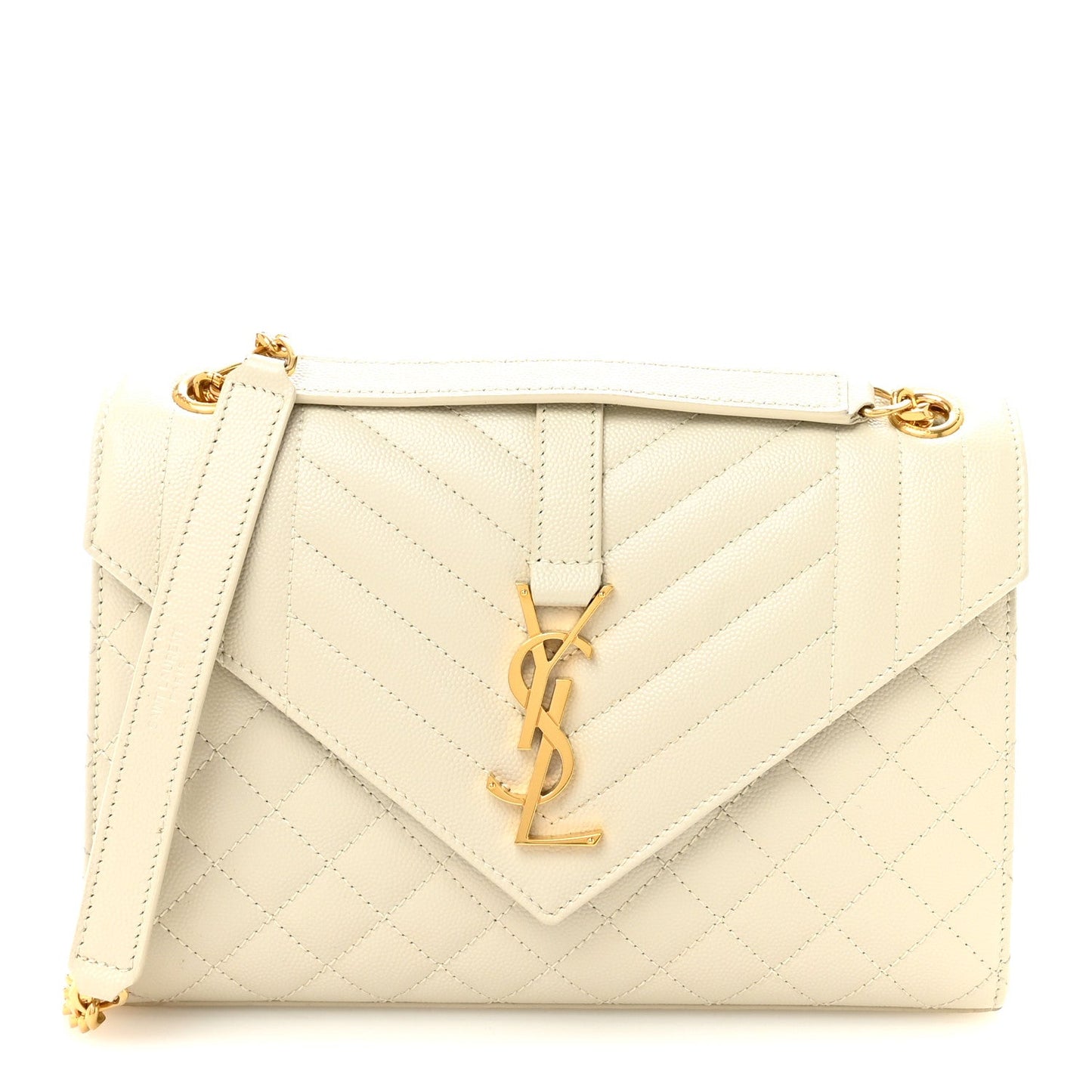 Saint Laurent Grain De Poudre Medium Triquilt Monogram Satchel Crema Soft