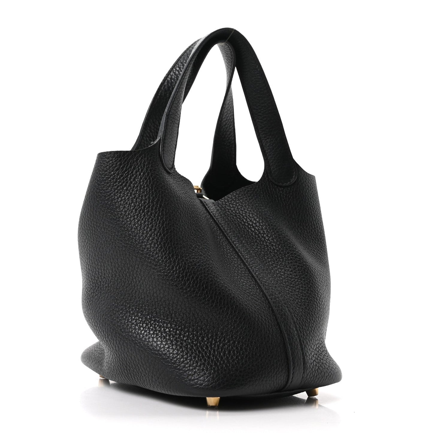 Taurillon Clemence Leather Tote Bag 18 PM Black