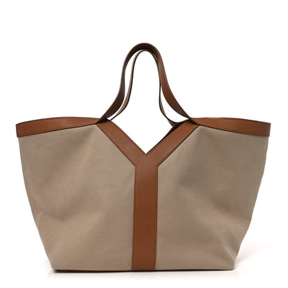Saint Laurent Y Canvas Tote Bag Beige Brick