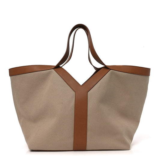 Saint Laurent Y Canvas Tote Bag Beige Brick