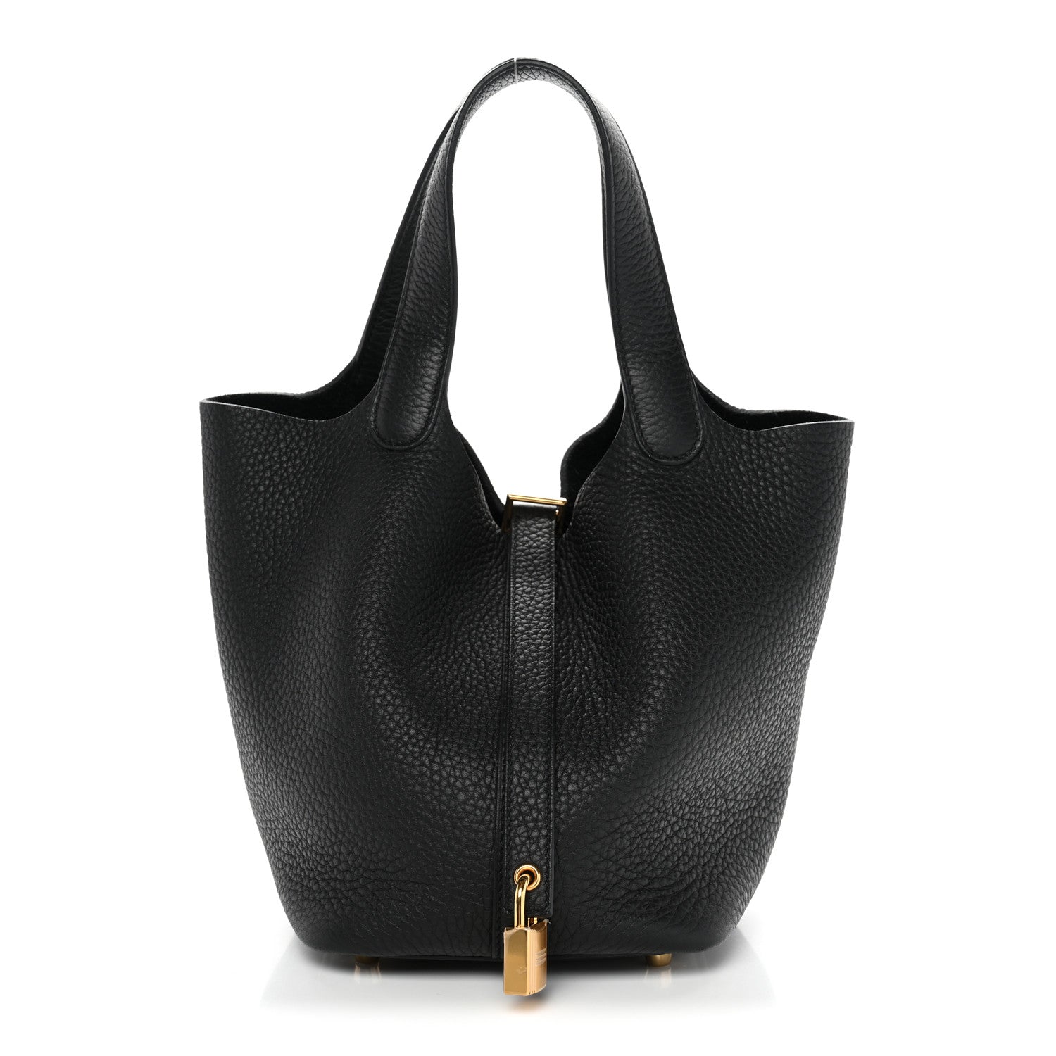 Taurillon Clemence Picotin Lock 18 PM Tote Black Calfskin Leather