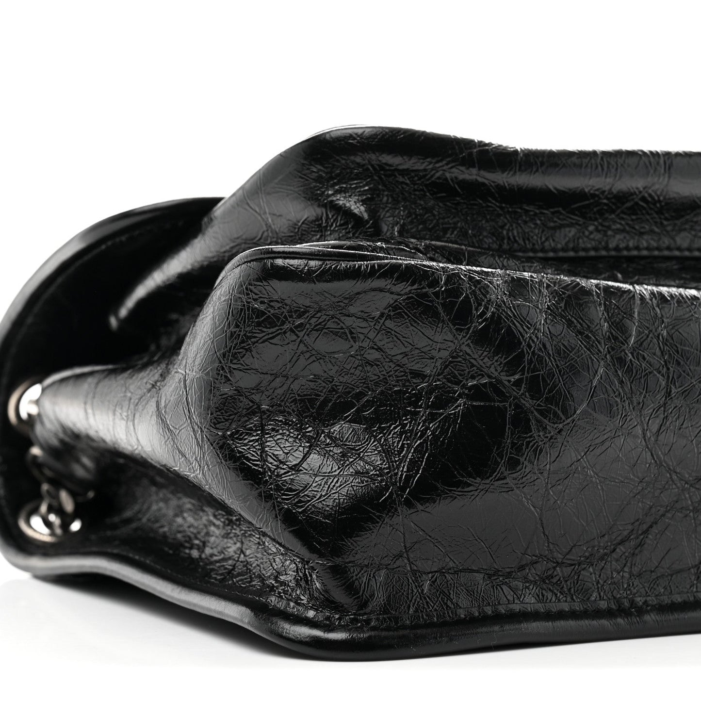 Saint Laurent Niki Medium Chain Satchel Crinkled Calfskin Black