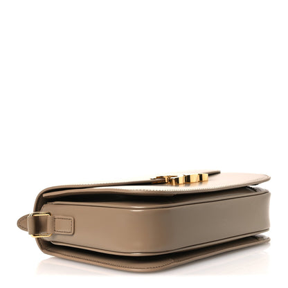 Celine medium flap bag in shiny beige leather with gold top clasp