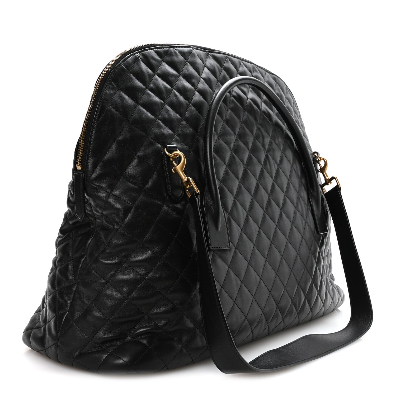 Saint Laurent Calfskin Quilted ES Giant Travel Bag Black
