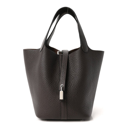 Picotin Lock 18 PM Tote Taurillon Clemence Leather Ebene