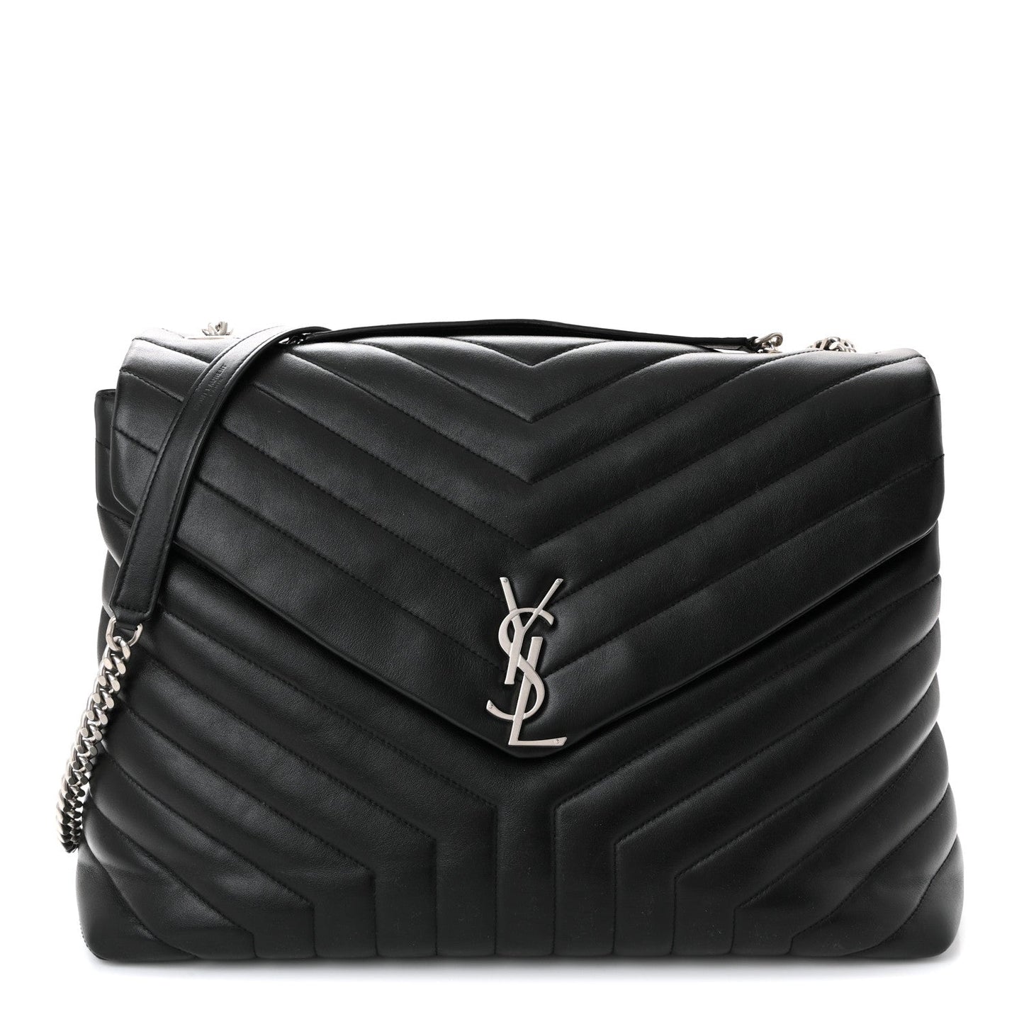Saint Laurent Loulou Quilted Monogram Large Chain Satchel Black