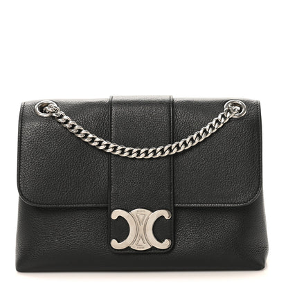 Celine black calfskin Medium Victoire bag with chain shoulder strap and front clasp