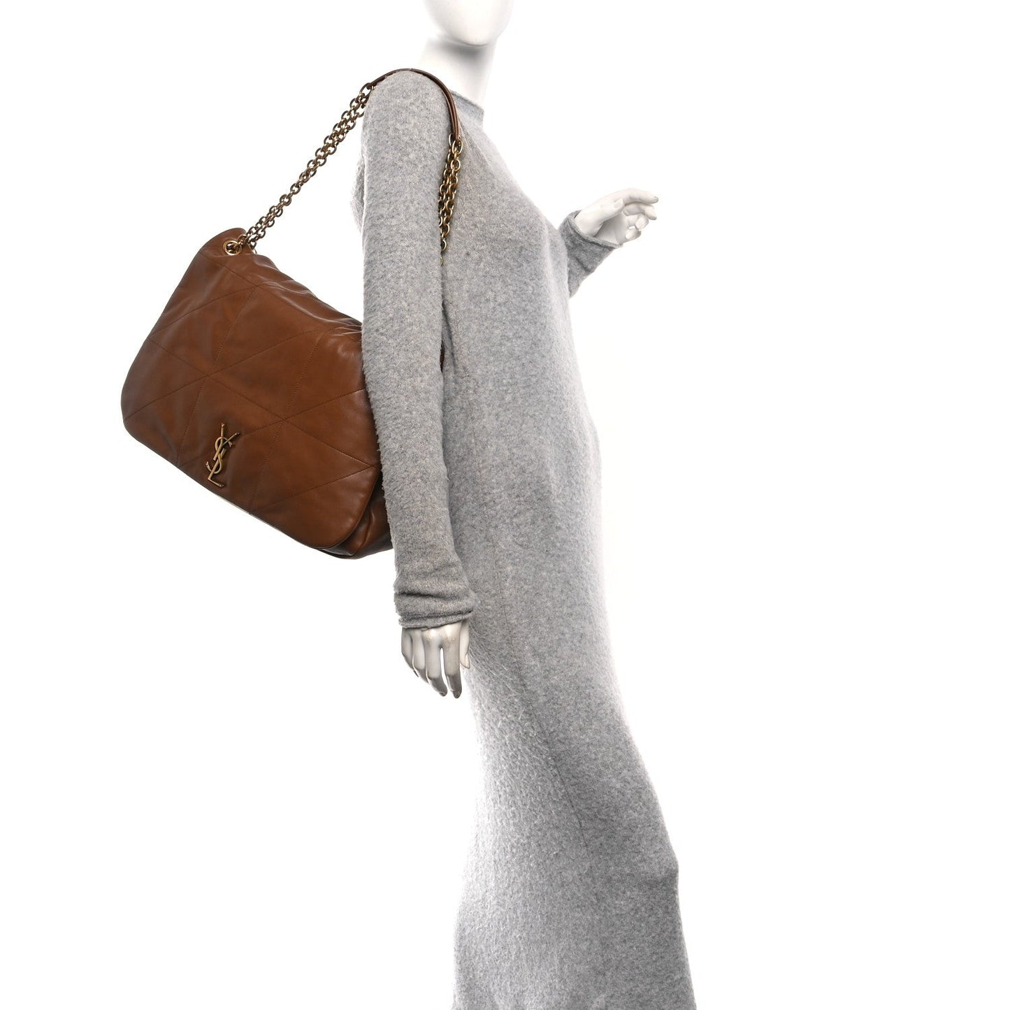 Saint Laurent Matelasse Monogram Large Jamie Lambskin Shoulder Bag Light Fox