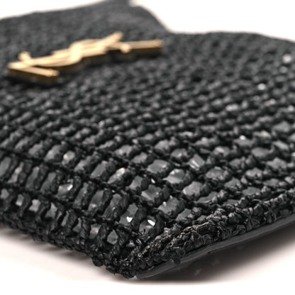 Saint Laurent Raffia Calfskin Oxalis Shoulder Bag Black