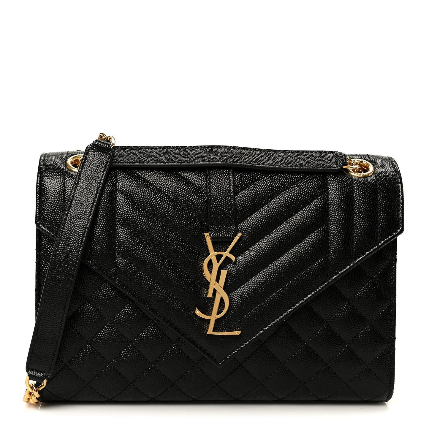 Saint Laurent Grain De Poudre Textured Mixed Matelasse Triquilt Medium Monogram Satchel Black