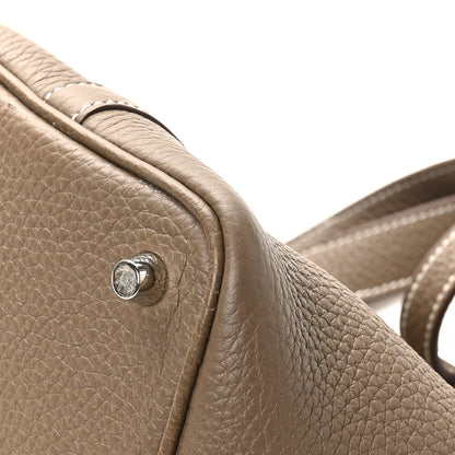 Taurillon Clemence Picotin Lock 18 PM Tote Bag Etoupe