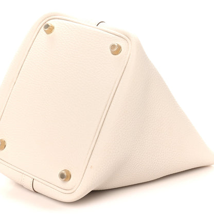 Picotin Lock 18 PM Taurillon Clemence Tote Bag Gris Pale