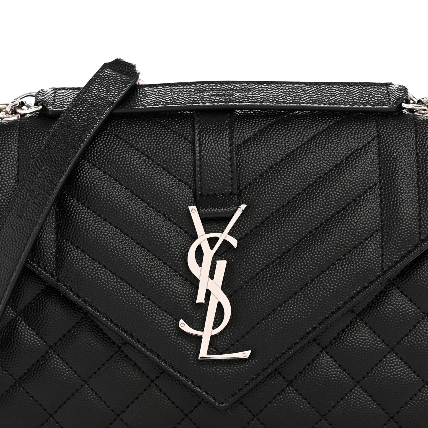 Saint Laurent Grain de Poudre Matelasse Triquilt Medium Satchel Black