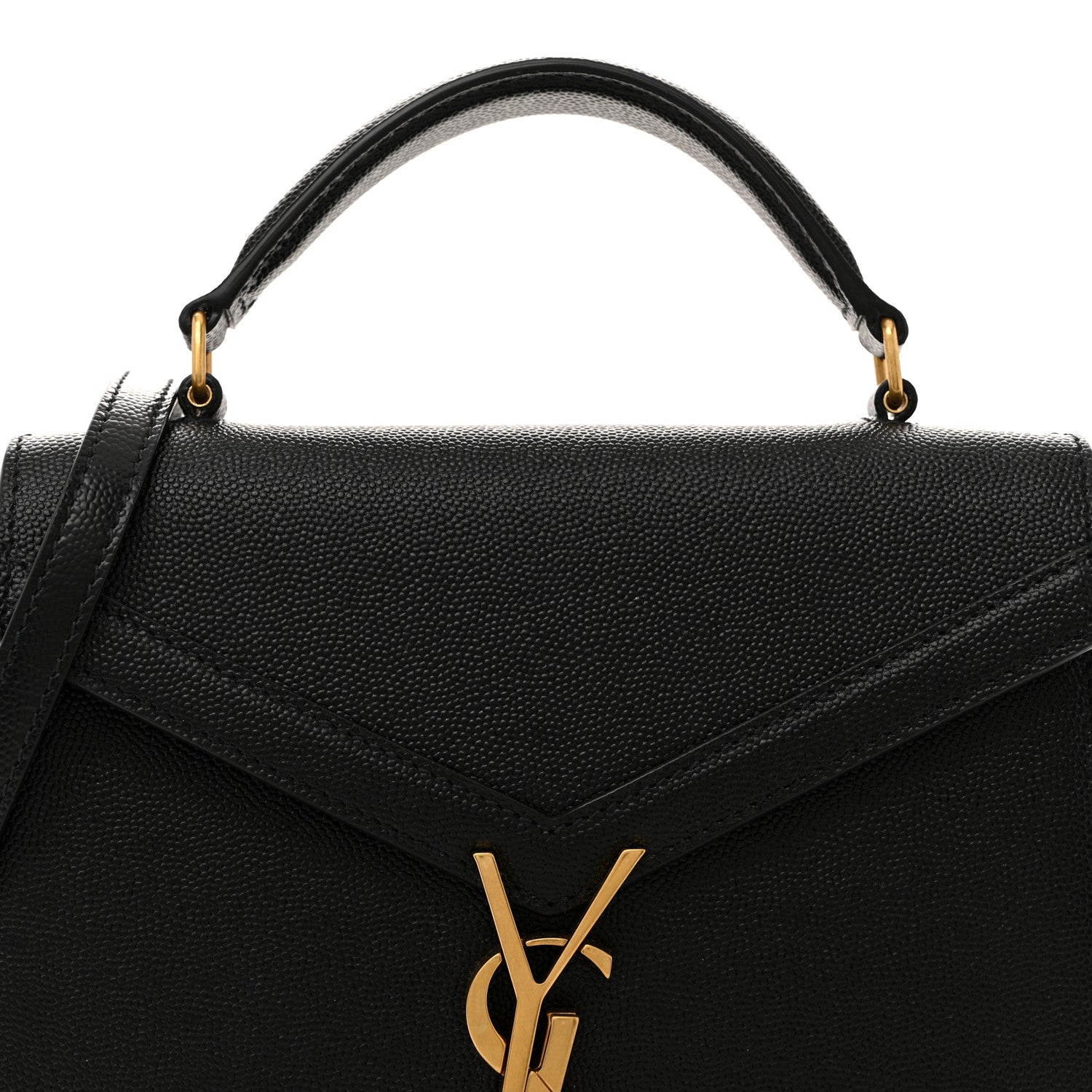 Saint Laurent Grain De Poudre Mini Classic Monogram Cassandra Top Handle Black