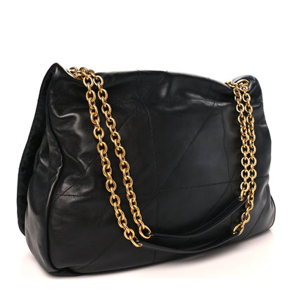 Saint Laurent Lambskin Matelasse Monogram Large Shoulder Bag Black