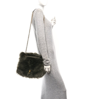 Saint Laurent Jamie 4.3 Shearling Fur Medium Shoulder Bag Olive Ranch
