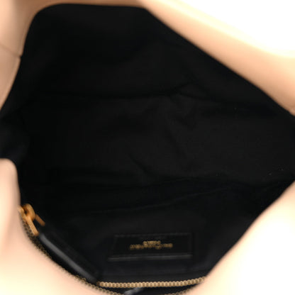 Saint Laurent Lambskin Quilted Small Loulou Puffer Monogram Chain Satchel Dark Beige