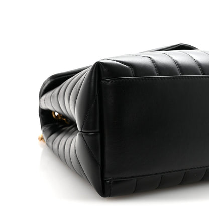 Saint Laurent Calfskin Y Quilted Monogram Medium Loulou Chain Satchel Black