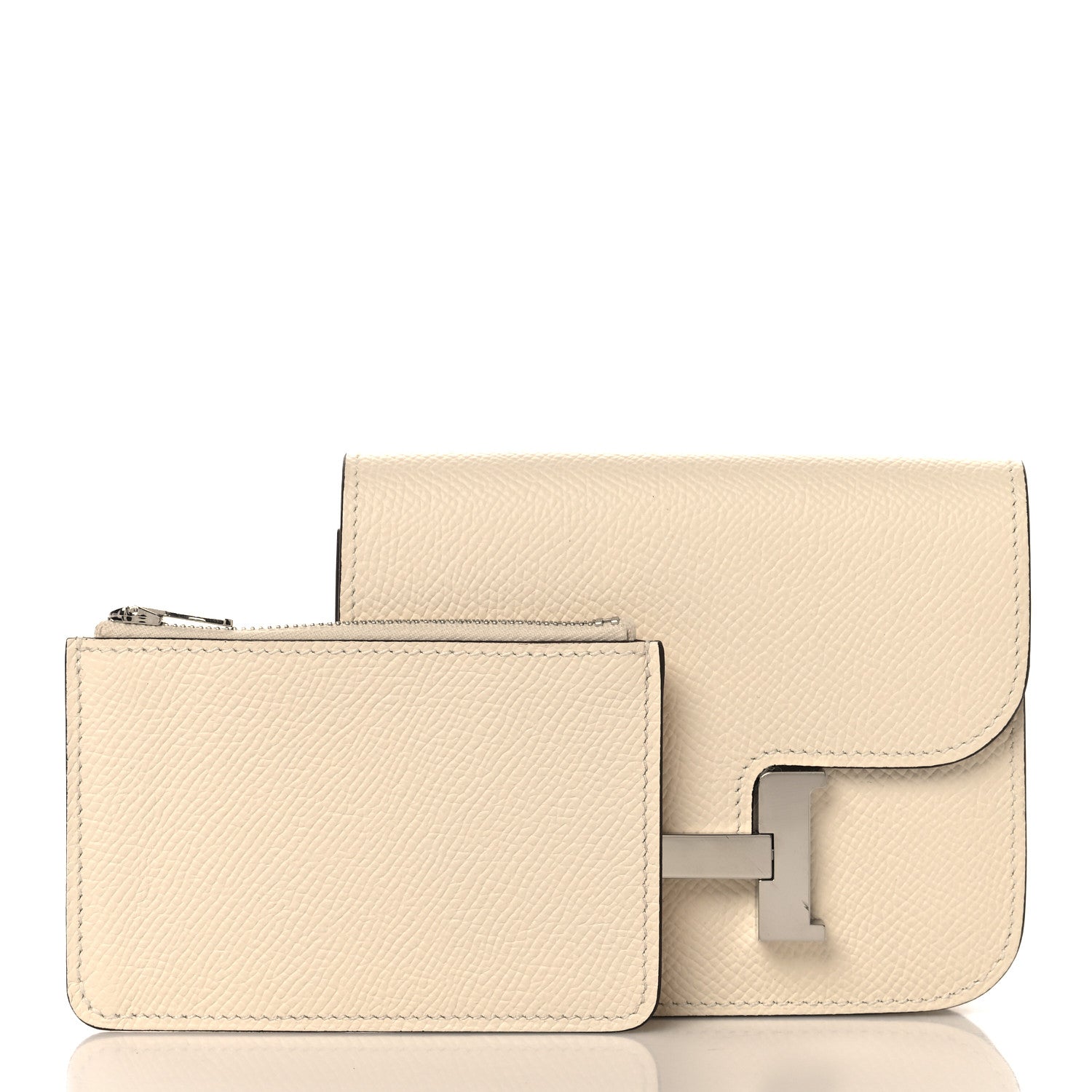 Slim Constance wallet with card case pocket, Nata textured leather